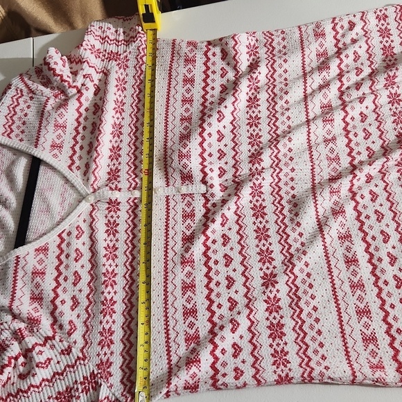 Loft Top Womens Sleep Shirt Size L Snowflake Heart Waffle Knit - Picture 6 of 9